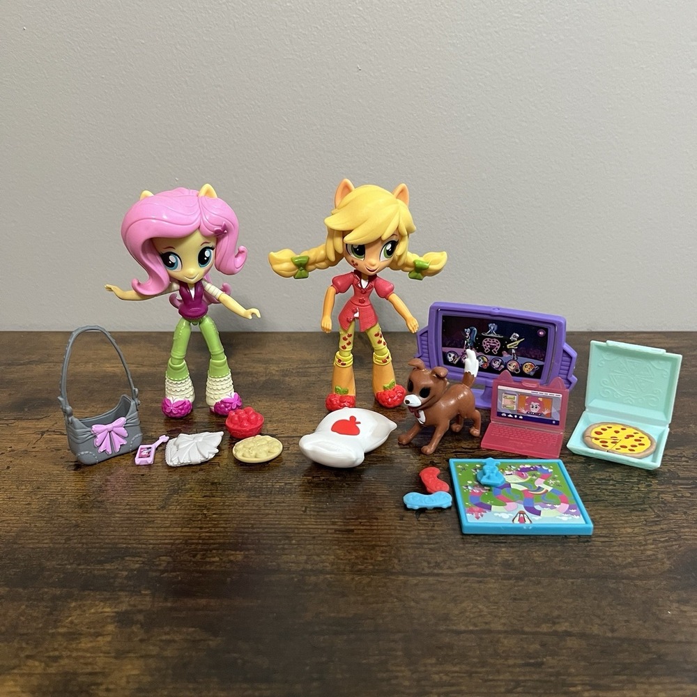 My Little Pony Equestria Girls Minis Applejack And Shutterfly Slumber Party Lot